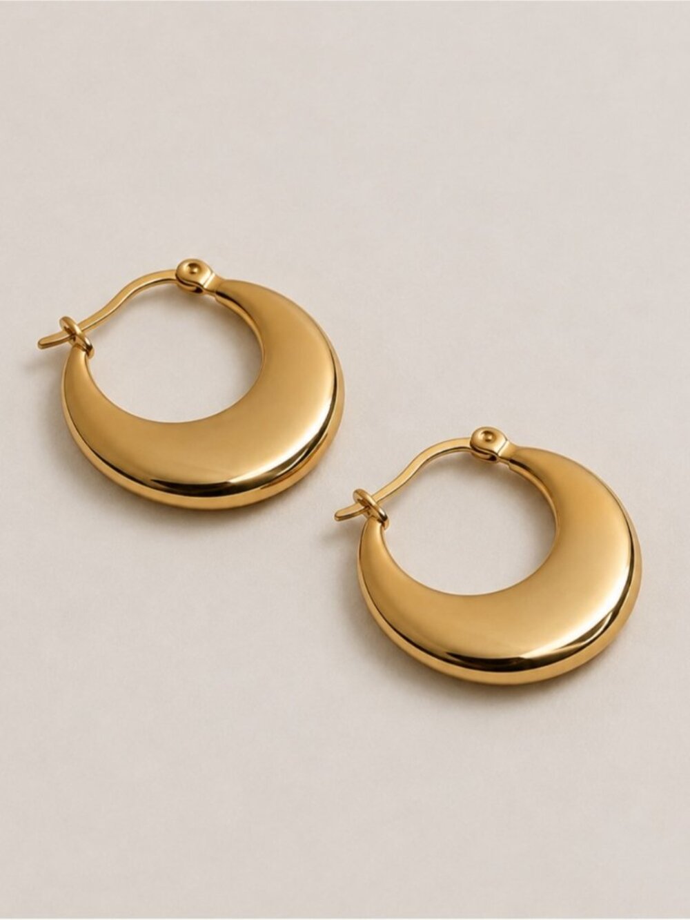 New! Classic Gold Flat Hoop Earrings NWOT